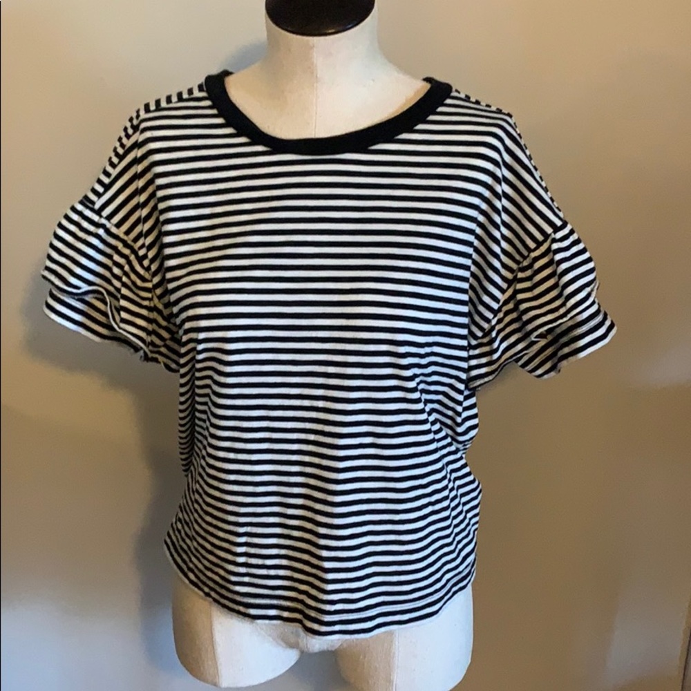 Madewell Striped Top with Sleeve Detail